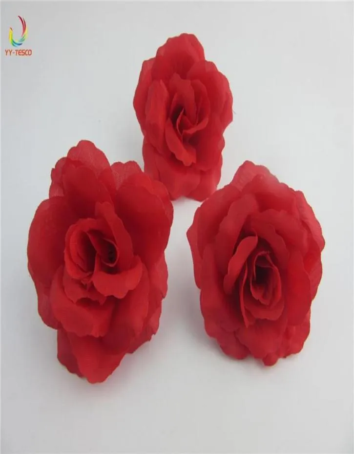 100pcs sztuczne kwiaty jedwabne róże głowy kwiatowe do dekoracji ślubnej scrapbooking 7cm Red Floral Wreath Akcesoria Deco8971002