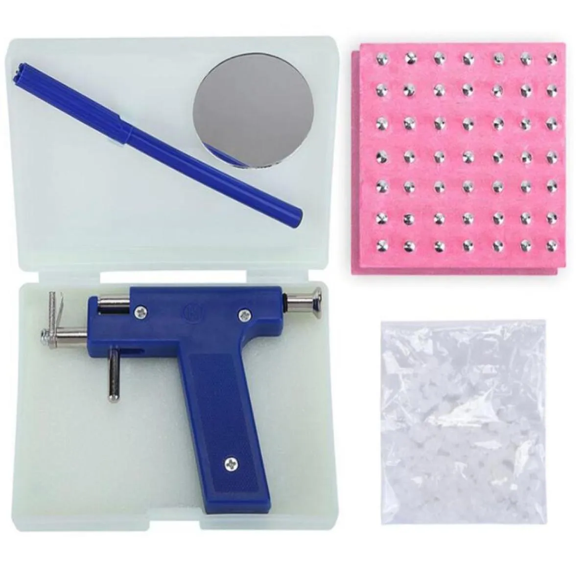 Pistola per piercing da popercing del corpo del naso a orecchio con borchie sterili kit di strumenti per piercing all'orecchio sterile con prigionieri auricolari 72pc gioielli XB16343145