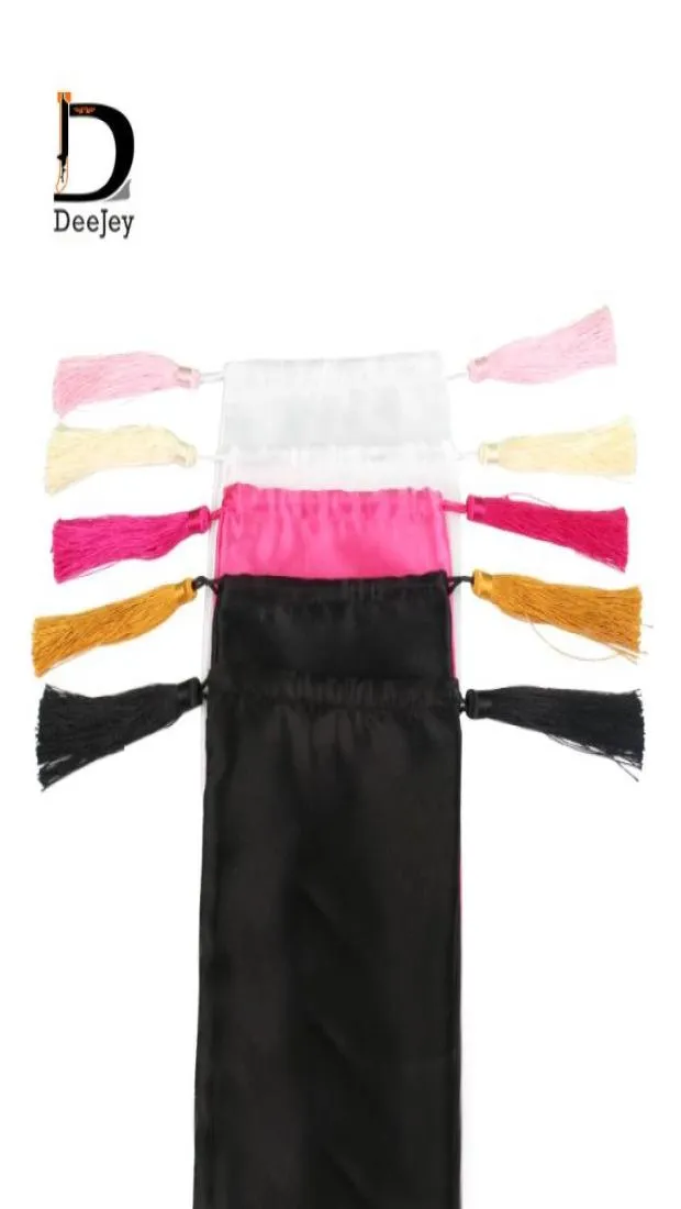 18x30 cm puste białe różowe czarne dziewicze włosy opakowanie satynowe jedwabne torba z luksusowymi frędzlami