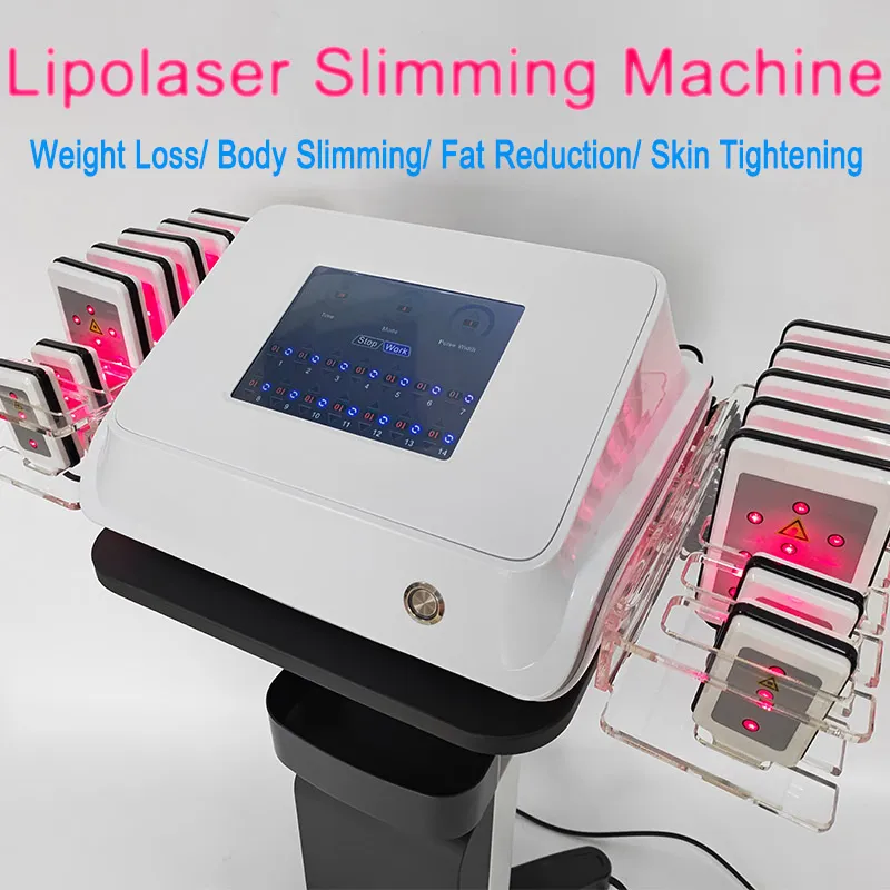 Lipolaser Machine Perda de peso Corpo portátil Corpo Falha Redução de gordura Modação do corpo Skin Becue o equipamento de laser de diodo com 14Pads