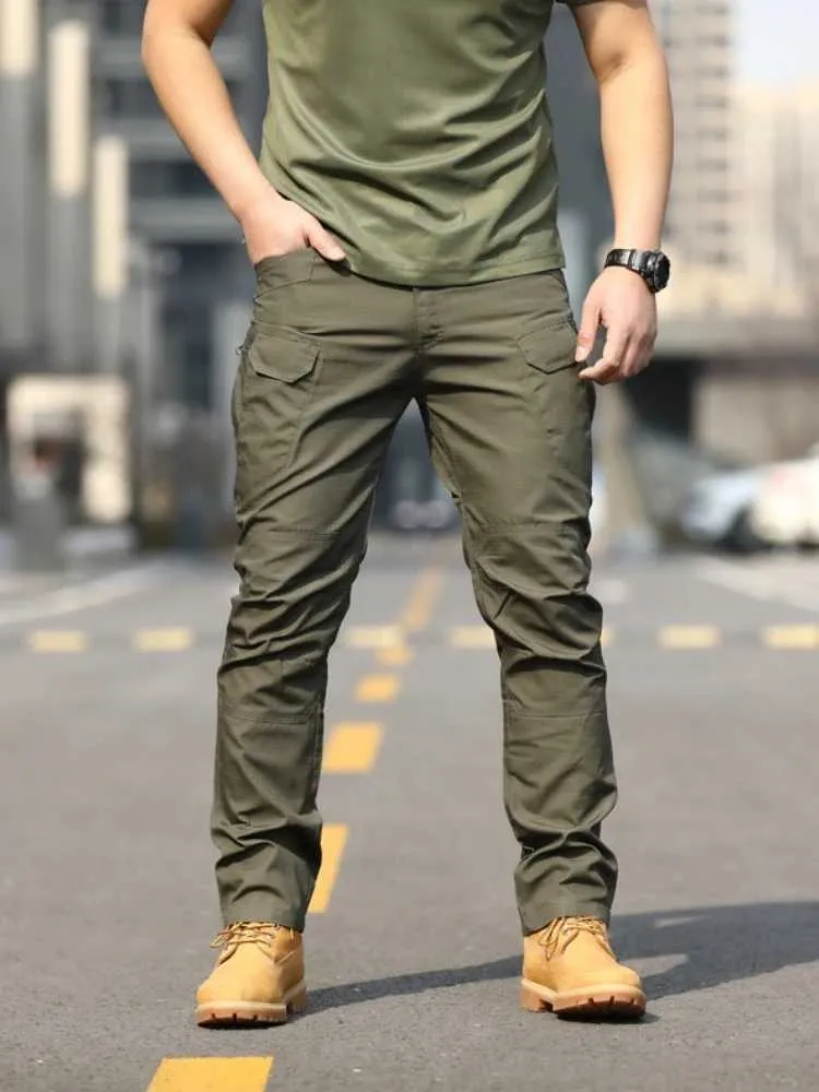 Men's Pants Mens tactical Trousers ultra-thin pants outdoor overalls straight training multiple pockets hiking fishing casual pants IX7 J240429