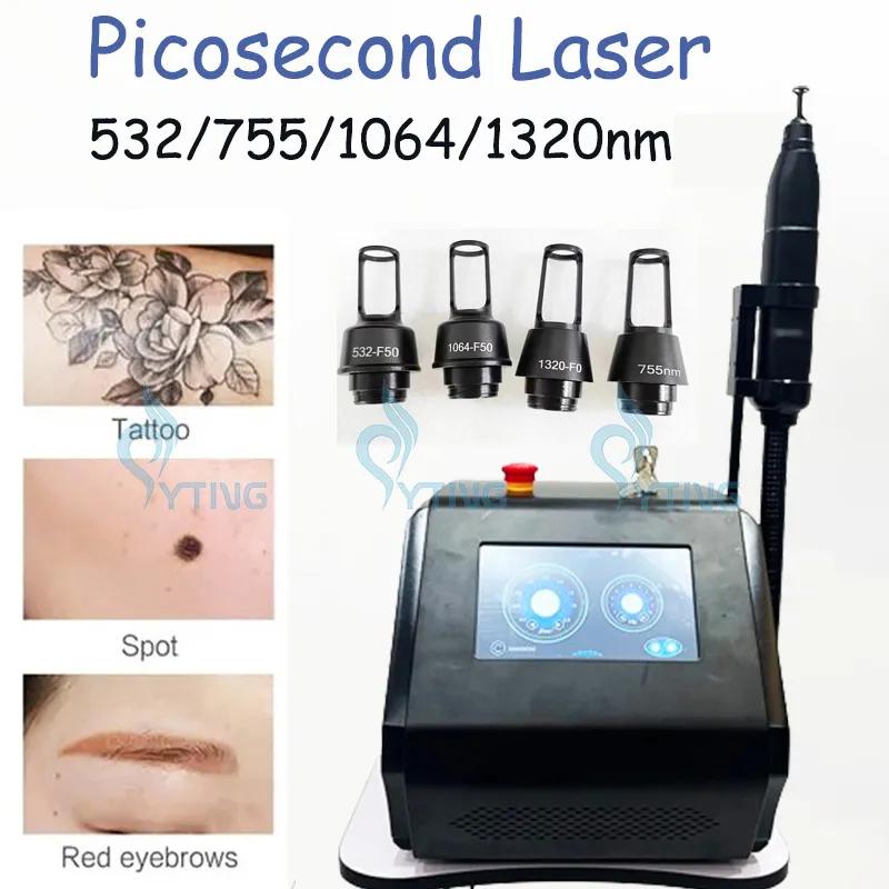 4 tips Picoseconde lasermachine Freckle Tattoo Removal 532nm 755nm 1064nm 1320nm Pigmentation