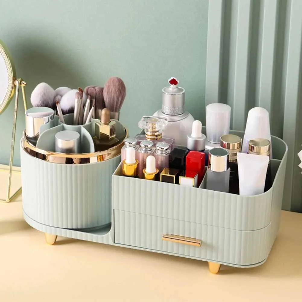 Cosmetische organizer 360 Roterende make -up organisator gesplitst type bedrijf borstelhouder gebruikt voor kaptafel badkamer aanrecht en opslag Q240429