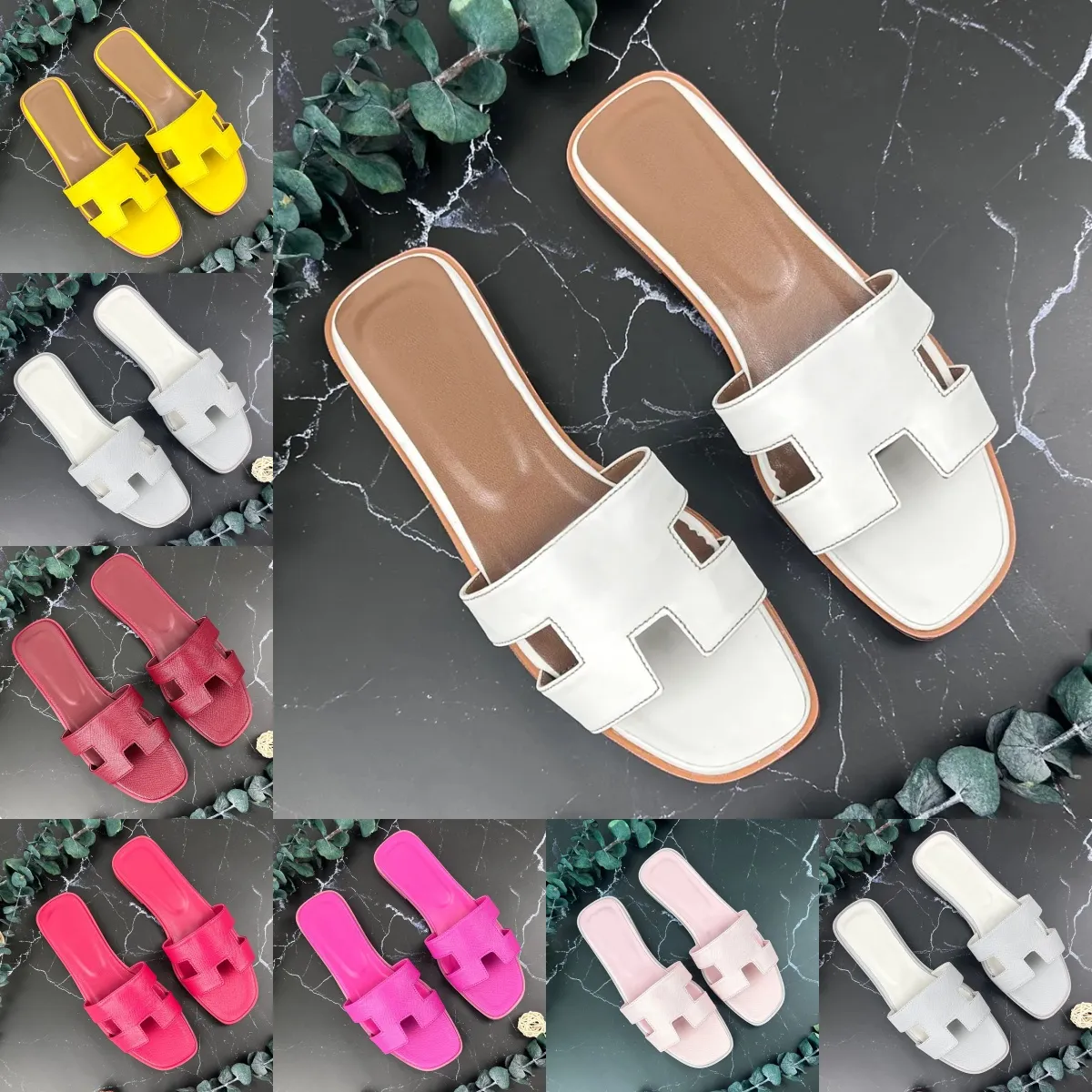 2024 Designer -Slipper Slides Classic Flat Summer Lazy Fashion Cartoon Großer Kopf Gummi -Flip Flops Lederschuhe Frauenschuhe Sandalen Sandalen Sandalen