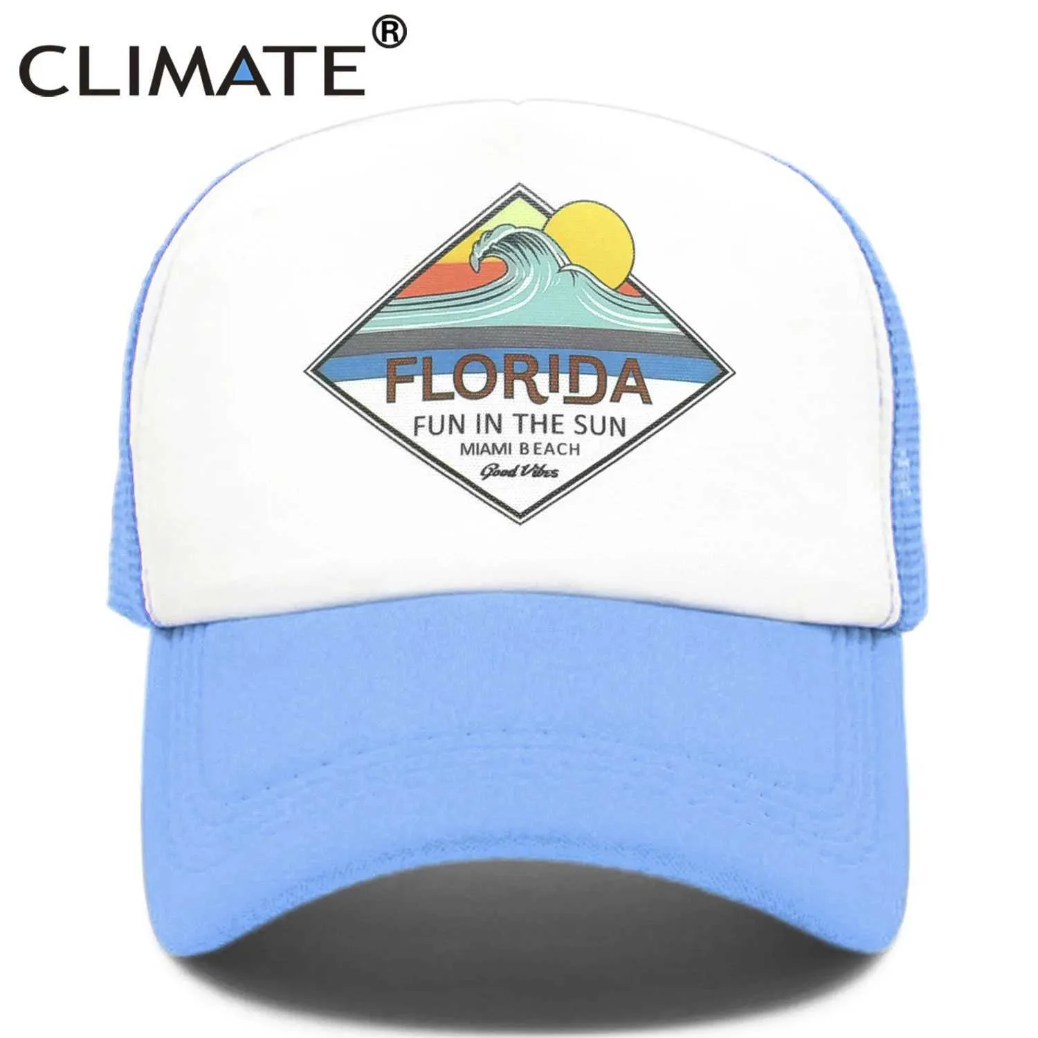 Caps de bola Clima Florida Truck Driver C Hat Miami Beach NET C Chapéu de surf de onda de férias de férias C Adequado para mulheres jovens J240429
