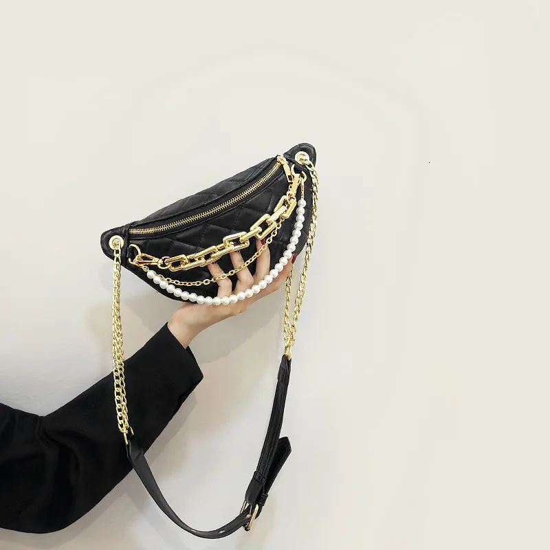 Bolsa de design de crowdsourcing para mulheres 2023 Novo Saco de cintura versátil da moda no Instagram popular na Internet Fashionable Diamond Grid Chain Crossbody Back Bag 220212