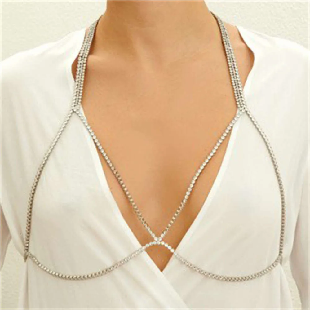 Costume Accessories Fashion Rhinestone Bra Bracelet Women's Shining Leaf Boat Party Crystal Chest Chain Jewelry Dressing Accessories