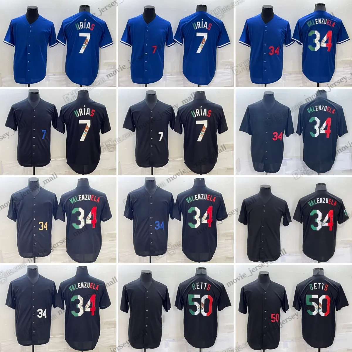 2024 Nieuwe honkbaltruien 50 Mookie Betts 34 Fernando Valenzuela 7 Julio Urias gestikt Jersey Men Size S-XXXL