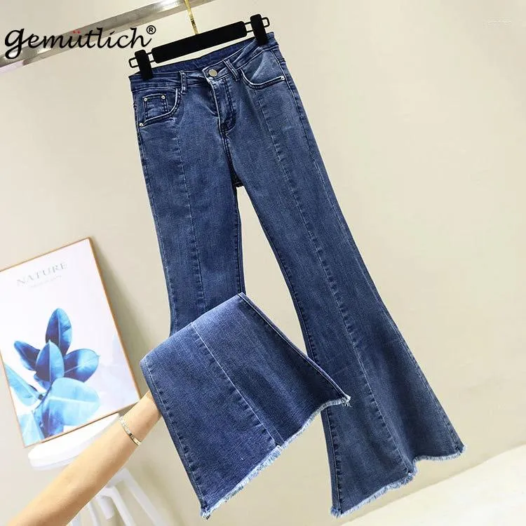 Jeans femminile gemutlich su dimensioni donne pantaloni bagliori di denim snello gamba larga da donna pantaloni da donna 38 40