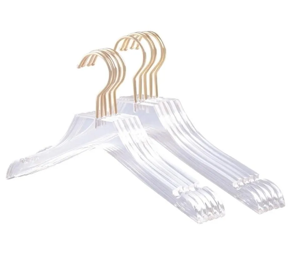 5 PCS Clear Acrylic Clothes Hangre avec Gold Hook Shirts Transparent Shirts Notches For Kids Girl 2205315278225