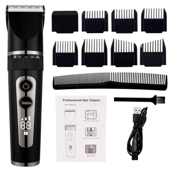 Corpo de corpo inteiro Cabelo elétrico Clipper Profissional Cerâmica Profissional Fino Ajuste Ajuste Máquina de corte de ruído baixo Razor 2202221954037