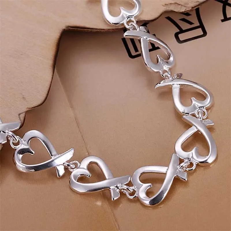 Kedja 925 sterling silver armband för bröllop lady härlig ädla vackra smycken mode vackra armband varm gåva