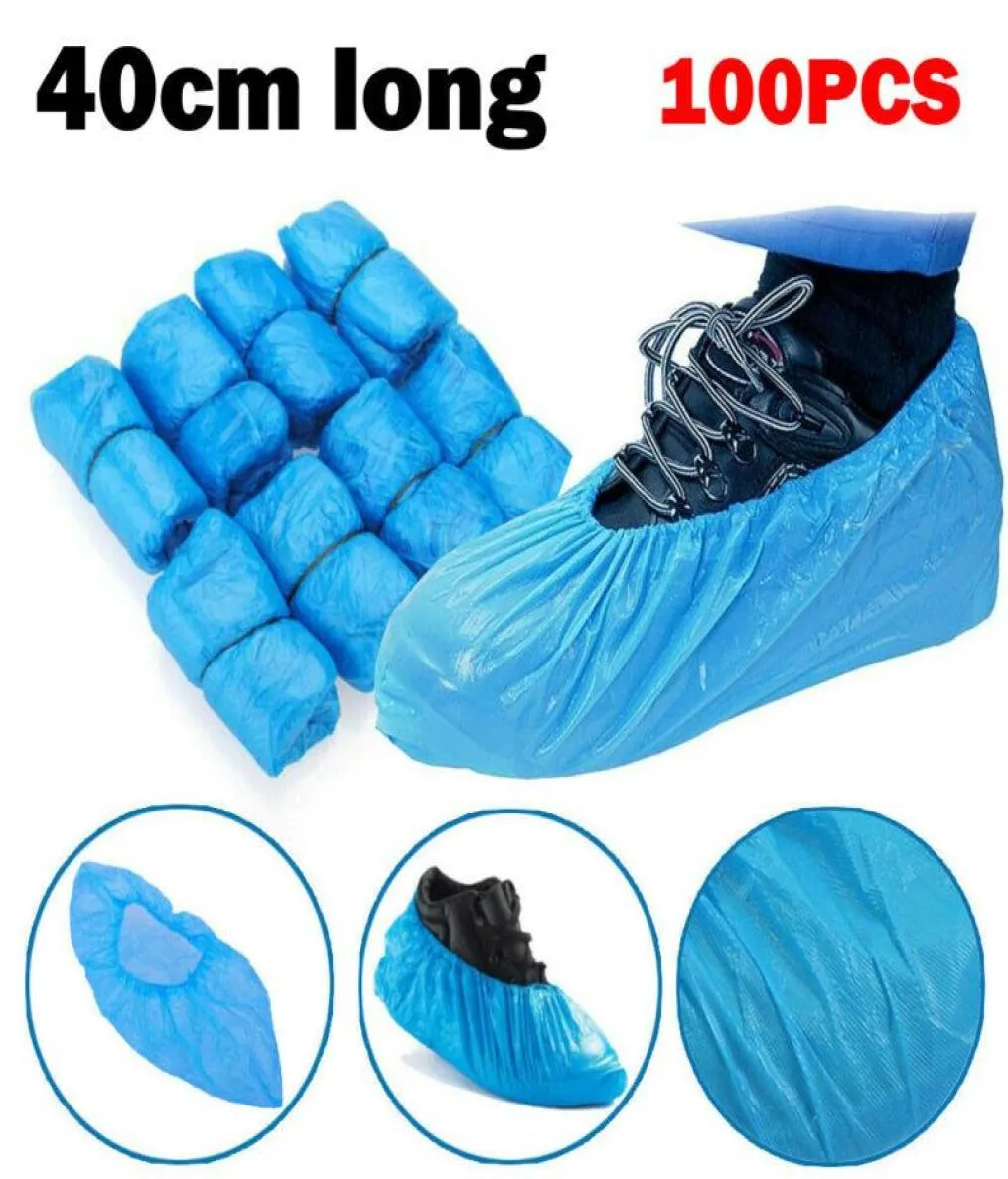 Disposable Gloves 100 Shoe Cover Blue Latex AntiStain AntiSlip Plastic Clean Boot Safe5052813