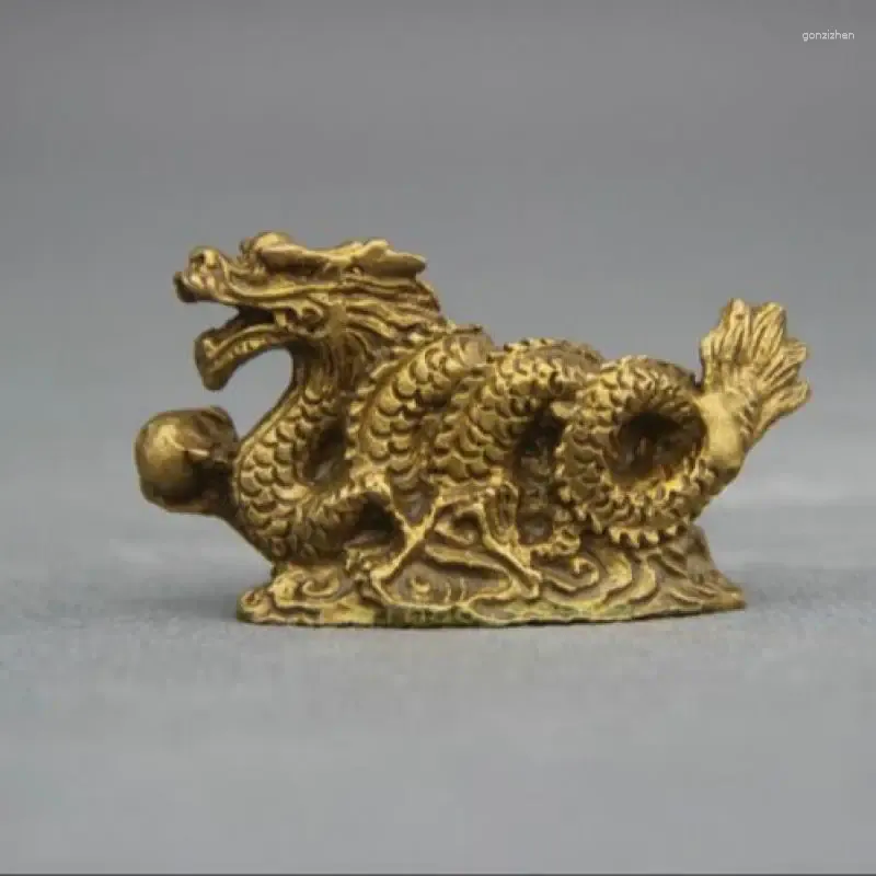 Dekorative Figuren Fengshui Chinese Volk Bronze Kupferständer Jahr Zodiac Dragon Statue Skulptur