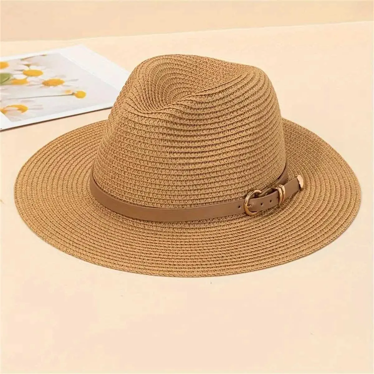 Chapeaux à bord large chapeau seau simple décor ceinture panama chapeaux solide str hatte classique style britannique jazz chapeau de voyage chapeau plage j240429