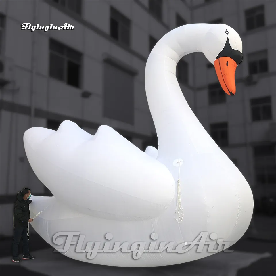 O atacado simulou grande modelo de balão de animais inflável branco de balão de animais sopra o cisne cobrado para decoração de palco de concertos para concertos