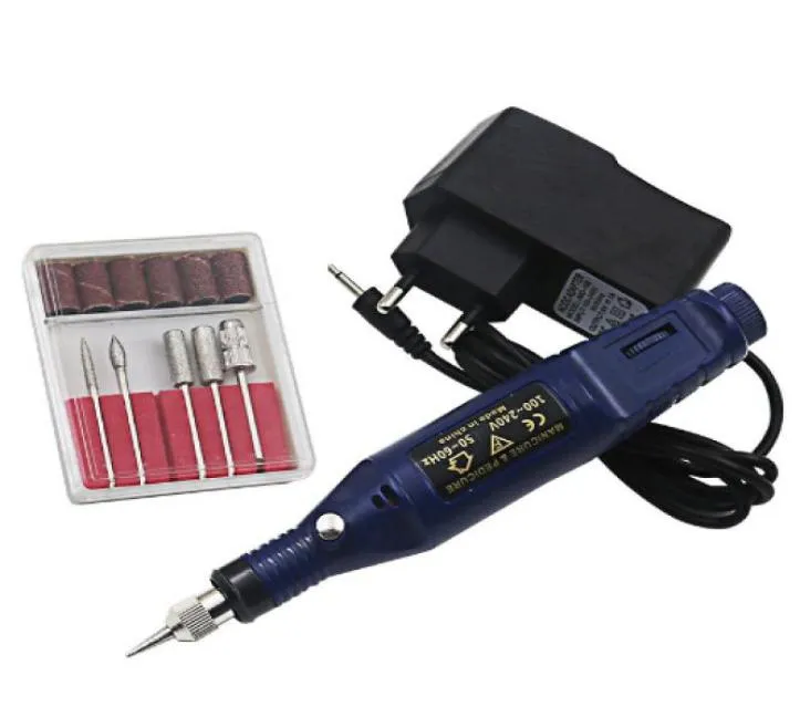 1Set 6Bits Power Drill Professional Electric Manicure Machine Nail Boor Pen Pedicure Bestand Polish Form Tool Nail Art Feet Care8874083