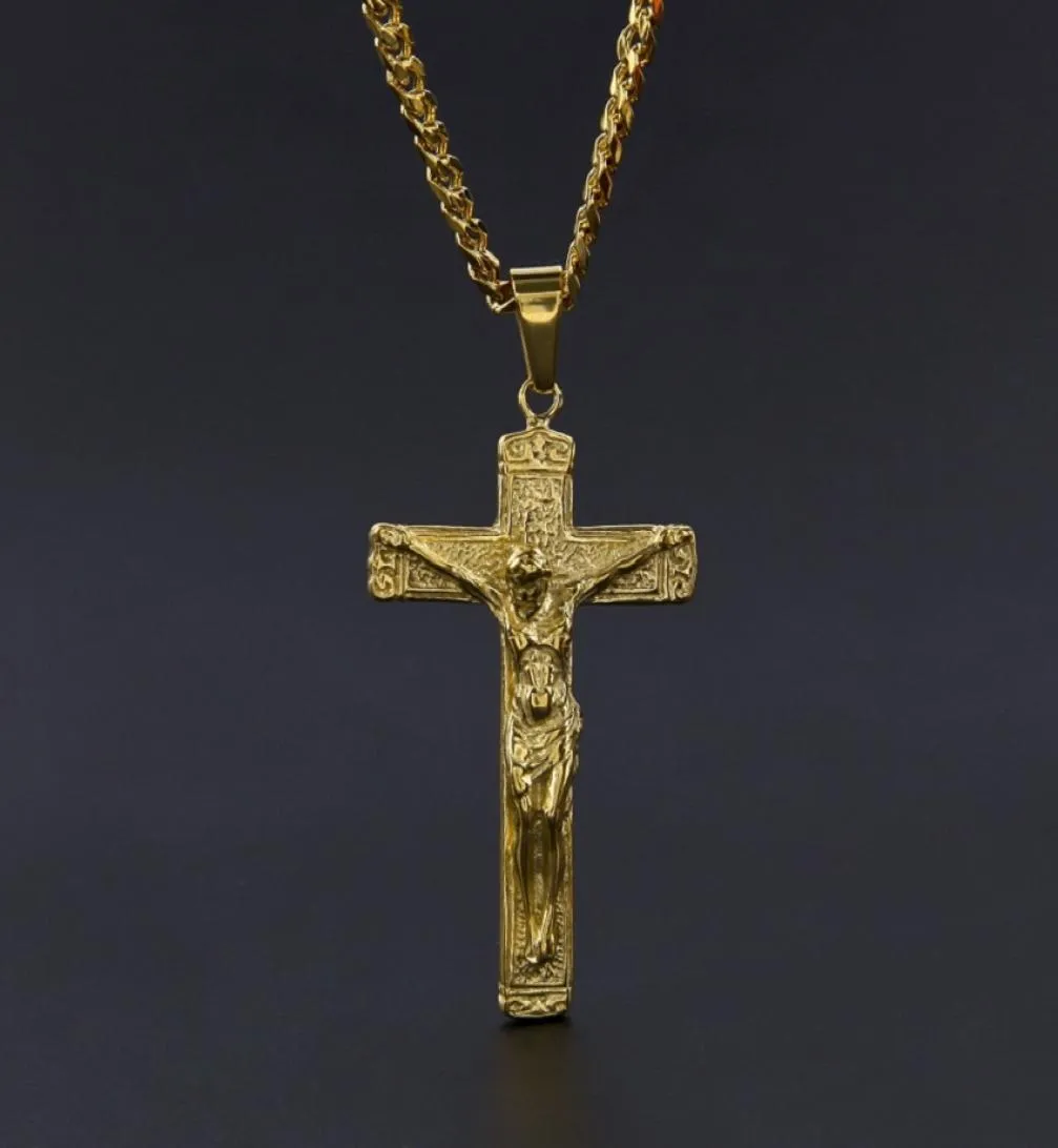 Jezus Naszyjnik Złota Pletacja stali nierdzewnej Moda Moda Religijna Wiara Naszyjniki męskie biżuterii 5642893