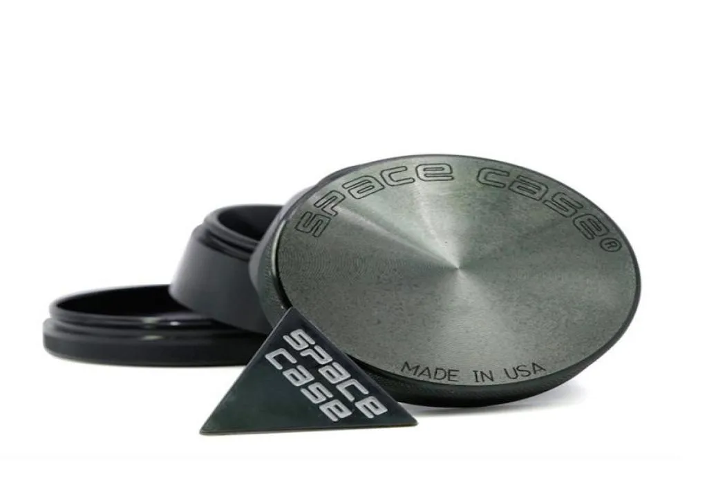 Space Case Grinders Herb Grinder 4 Piece 63 mm Tobacco Spacecase Grinders With Triangle Scraper Aluminium Material en alliage noir Silv9264308