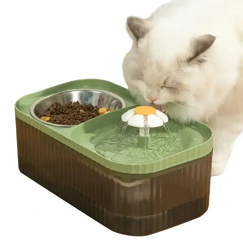 Funga d'acqua di gatto automatica da 1 % con ciotola alimentare in acciaio inossidabile alimentatore di gatti elevato e alimentatore d'acqua per gatti interni 240429