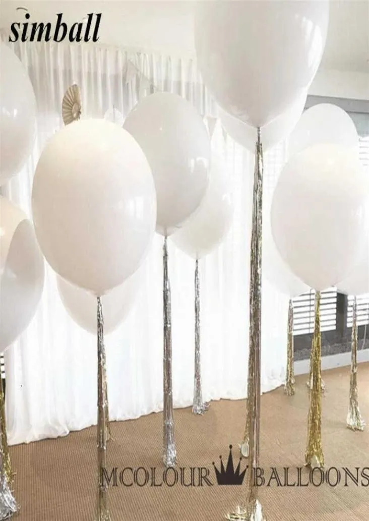 10pcs 36 pouces 90 cm Big ballon blanc ballons en latex Décoration de mariage gonflable Hélium Boules à air joyeux anniversaire ballons S7493731