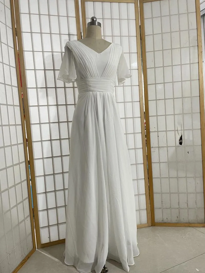 Partykleider Spot leichte Hochzeitskleider Reiseaufnahme Mori Twoulder V-Ausschnitt Long Braut und ausgehen 2024 Stil aus