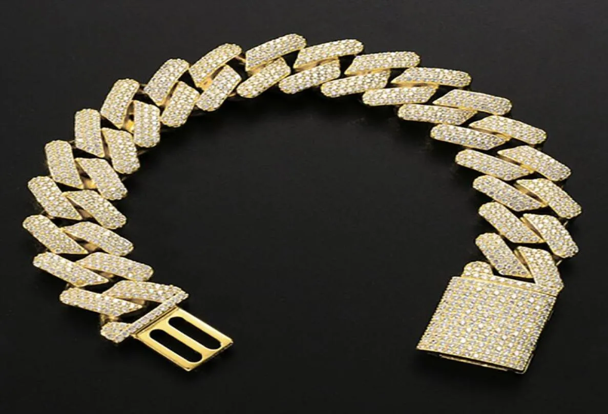 Diamante miami pavecn cuban link Chain Bracelets 14k de ouro branco gelo gelo jóias de zircônia cúbica 8 polegadas 9 polegadas Bracelete cubana DFF35249176794