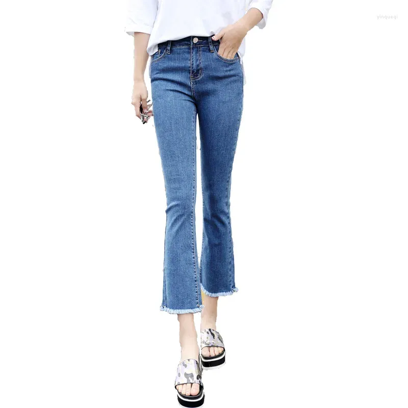 Frauen Jeans Frühling Sommer Frauen dünne hochwertige Knöchelhose Hosenhose Blau Jeans für