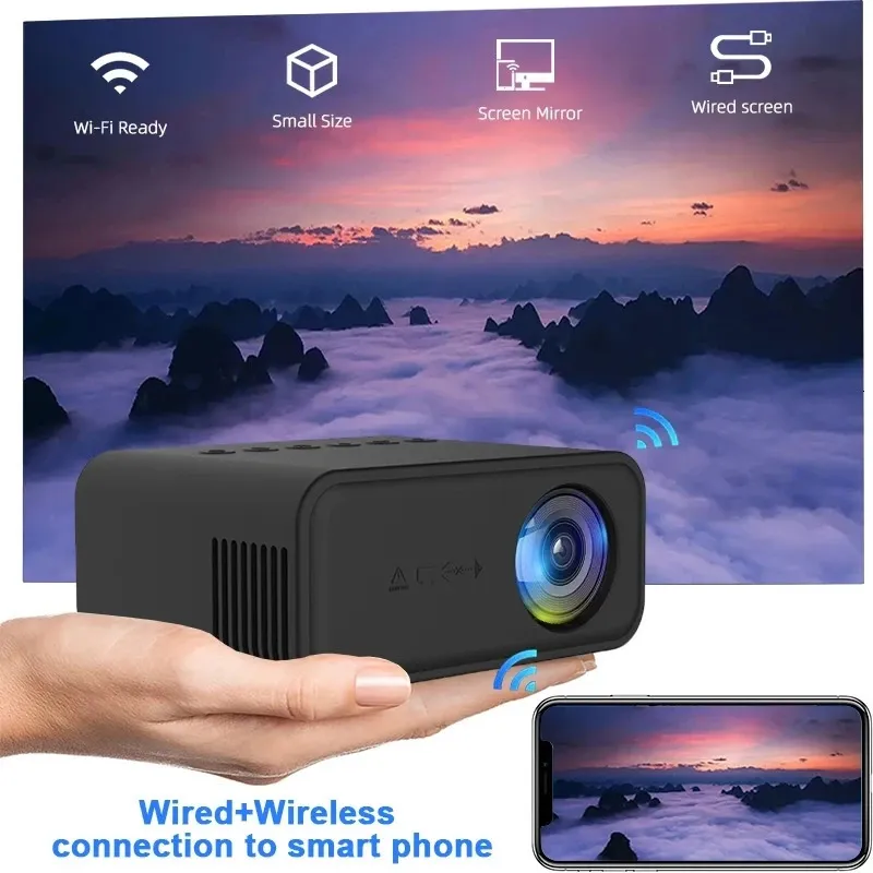 YT500 Wireless Connection Phone Home Projector klein und platzsparend kompatibel mit DVDTV BOXTFUSBAUDIO 240419