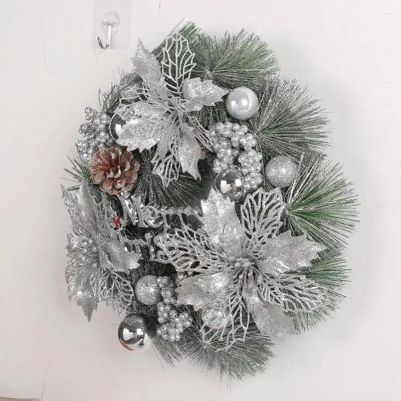 Decoratieve bloemen Kerstkrans met dennenappelvakantiekransen glinsterende letterteken Bloembal voor binnen/buitenramen kamer
