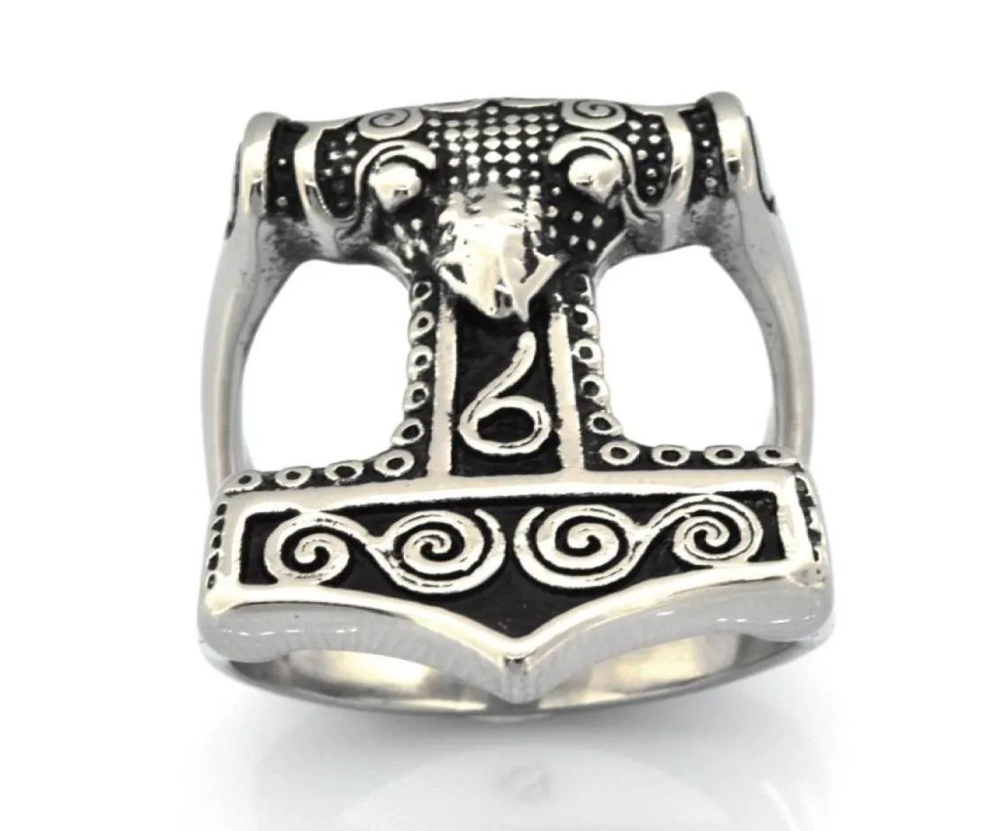 FANSSTEEL stainless steel vintage mens or wemens jewelry viking SPLIT SHANK THORS HAMMER RING TOOL RING FSR15W0068154864357817