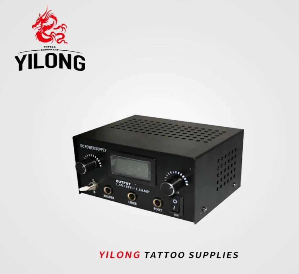 Yilong Tattoo Power Alimentatore Black Acciaio Black Dual Digital Digital Tattoo Machine Alimentatore Tatoo Body Art Supply 9560629