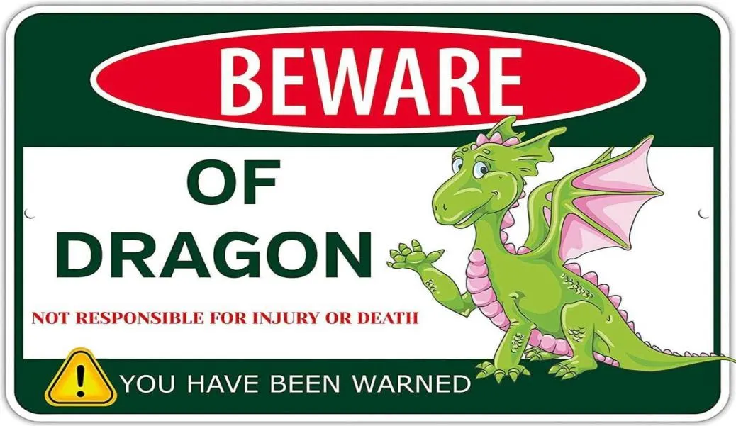 Méfiez-vous de Dragon Metal Tin Sign Funny Dragon Sign Gifts For Boys Room Decorkids Wall Dragon Tank Products Partal Baby3616027