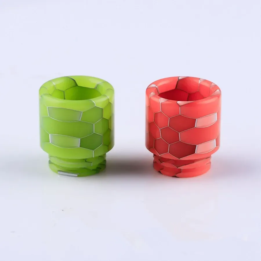 Luminous Snake Skin Grid Wave Cobra 810 Thread Epoxy Resin Drip Tips Wide Bore Honeycomb Mouthpiece for TFV8 TF12 Prince Big Baby