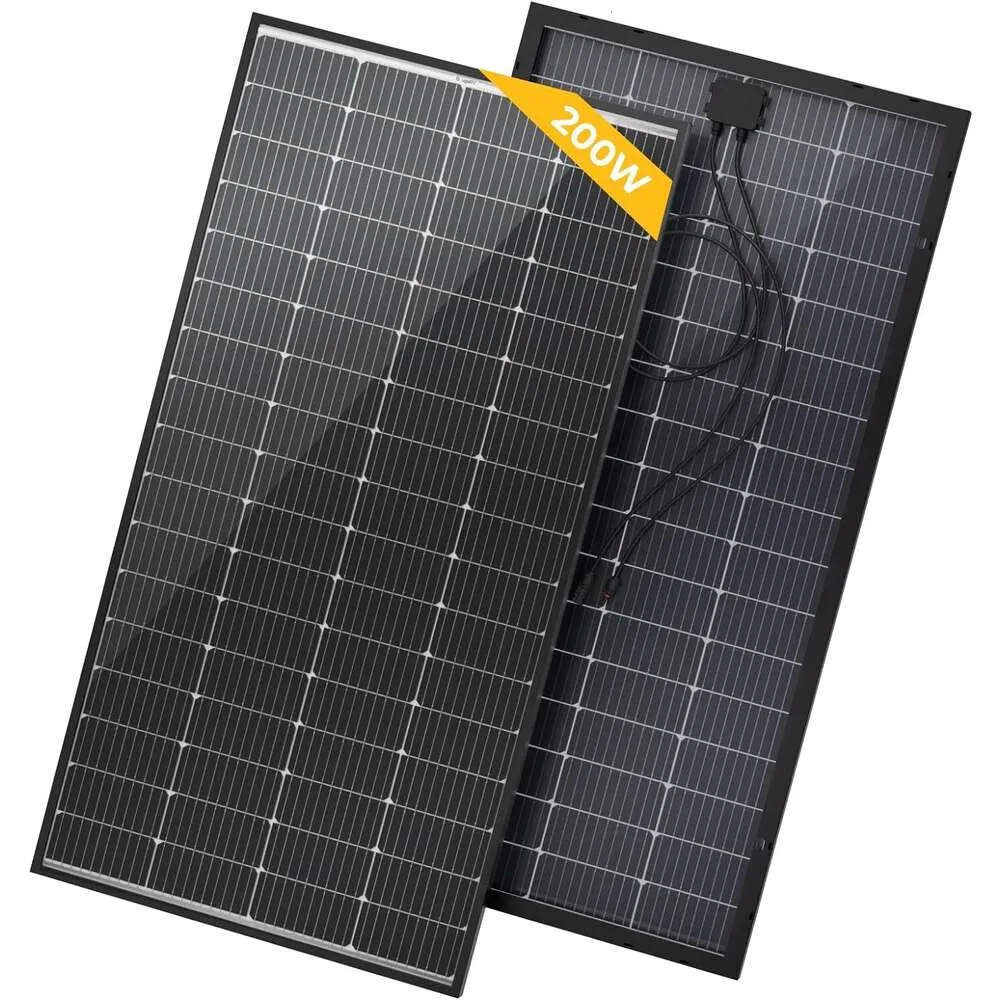 Pannello solare mono -efficienza ad alta efficienza da 200 watts per camper, campeggio, casa, barca - 23% efficienza Modulo monocristallino, caricatore 12v compatibile - soluzione di potenza off -grid