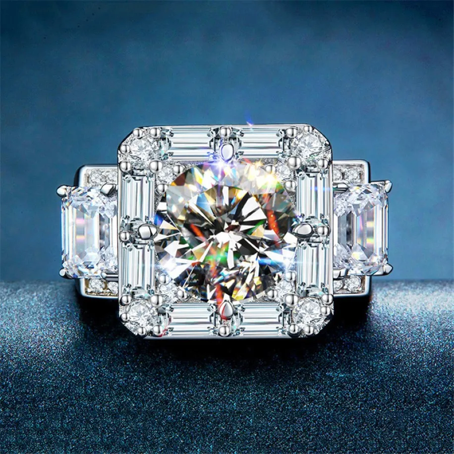 Vintage Male 2ct Lab Diamond CZ Ring 925 Sterling Silver Engagement Wedding Band Rings For Men Gemstones Party Jewelry 255o