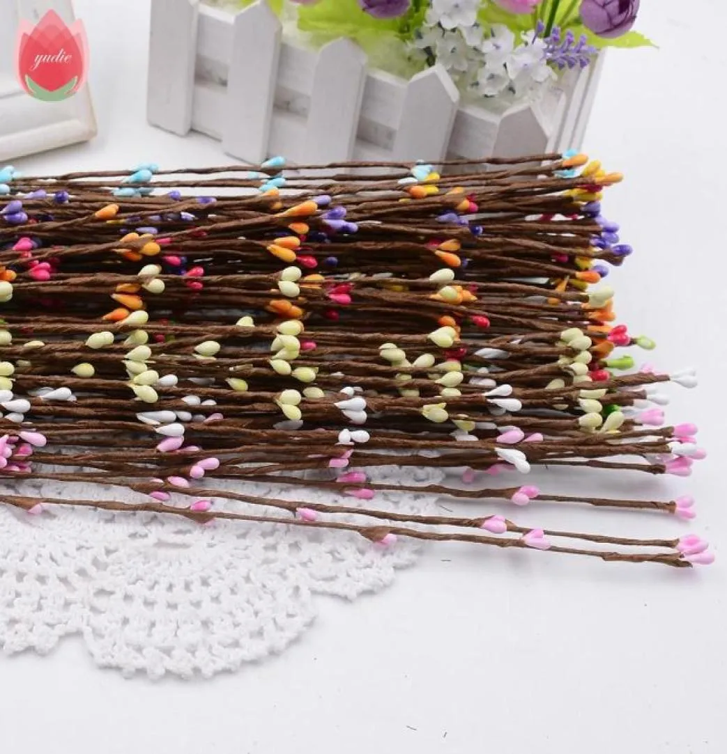 Pas cher 10pcs 40cm Bude branches artificielles Fleurs Fleurs de fer Twigs pour la décoration de mariage Diy Scrapbooking à la main Couronne de fleurs 9609269