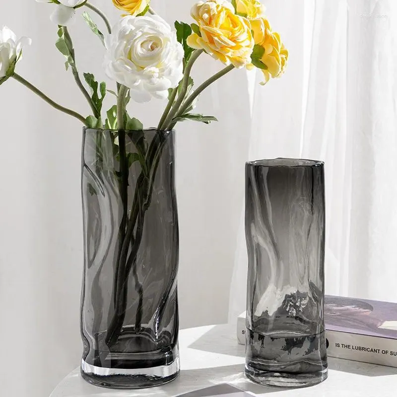 Vasos vaso de vidro de criatividade linhas dobradas transparentes