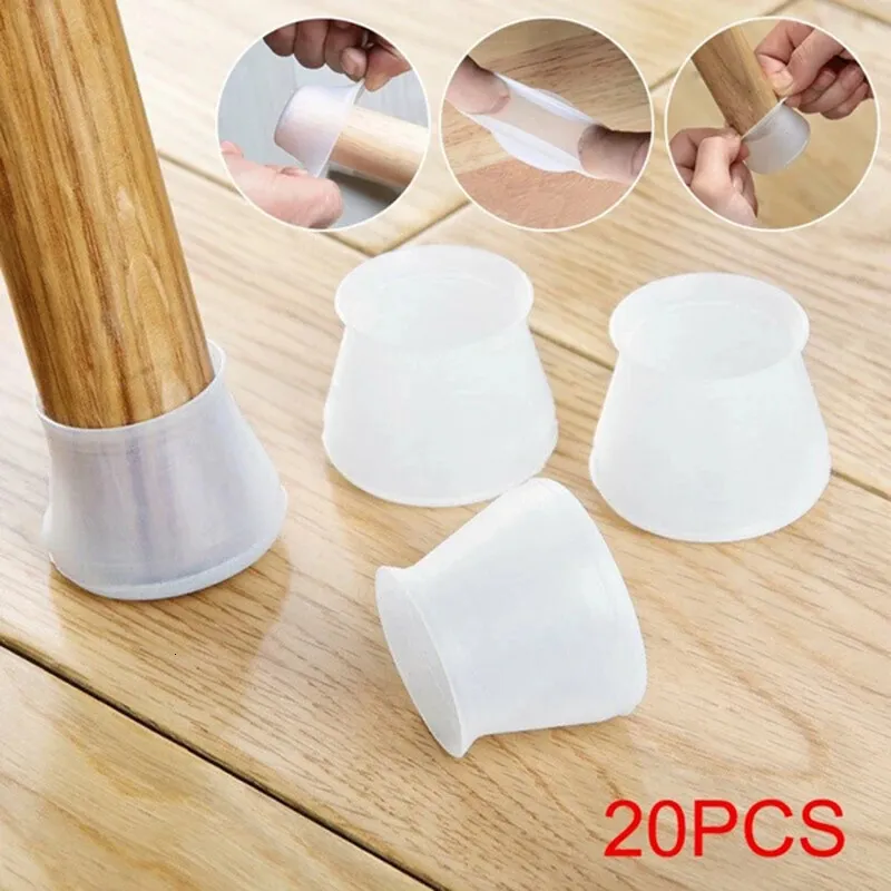 20pcs Transparent Silicone Chair Leg Furniture Legs Caps Feet Pads Table Covers Floor Protector Glides Cap 240429