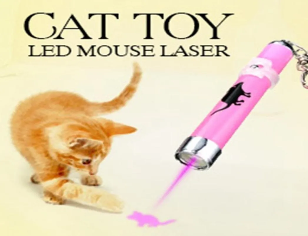 Portable Funny Pet Cat Toys LED Laser Pointer Light Pen med Bright Animation Mouse Shadow7422161