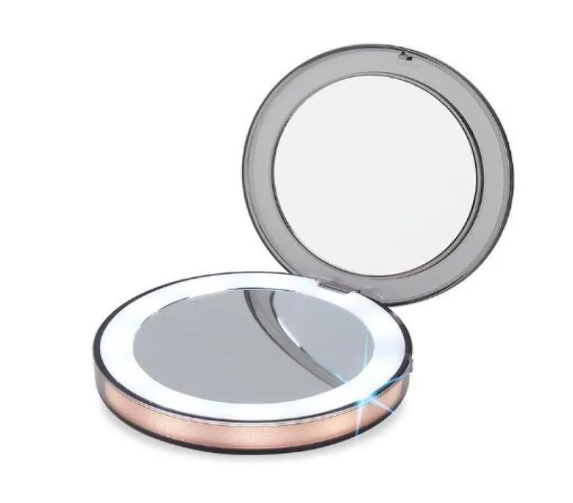 Nowy LED Lighted Mini Makeup Mirror 3x powiększenie kompaktowe przenośne przenośne oświetlenie Makeup Makeup Makeup SK885870799