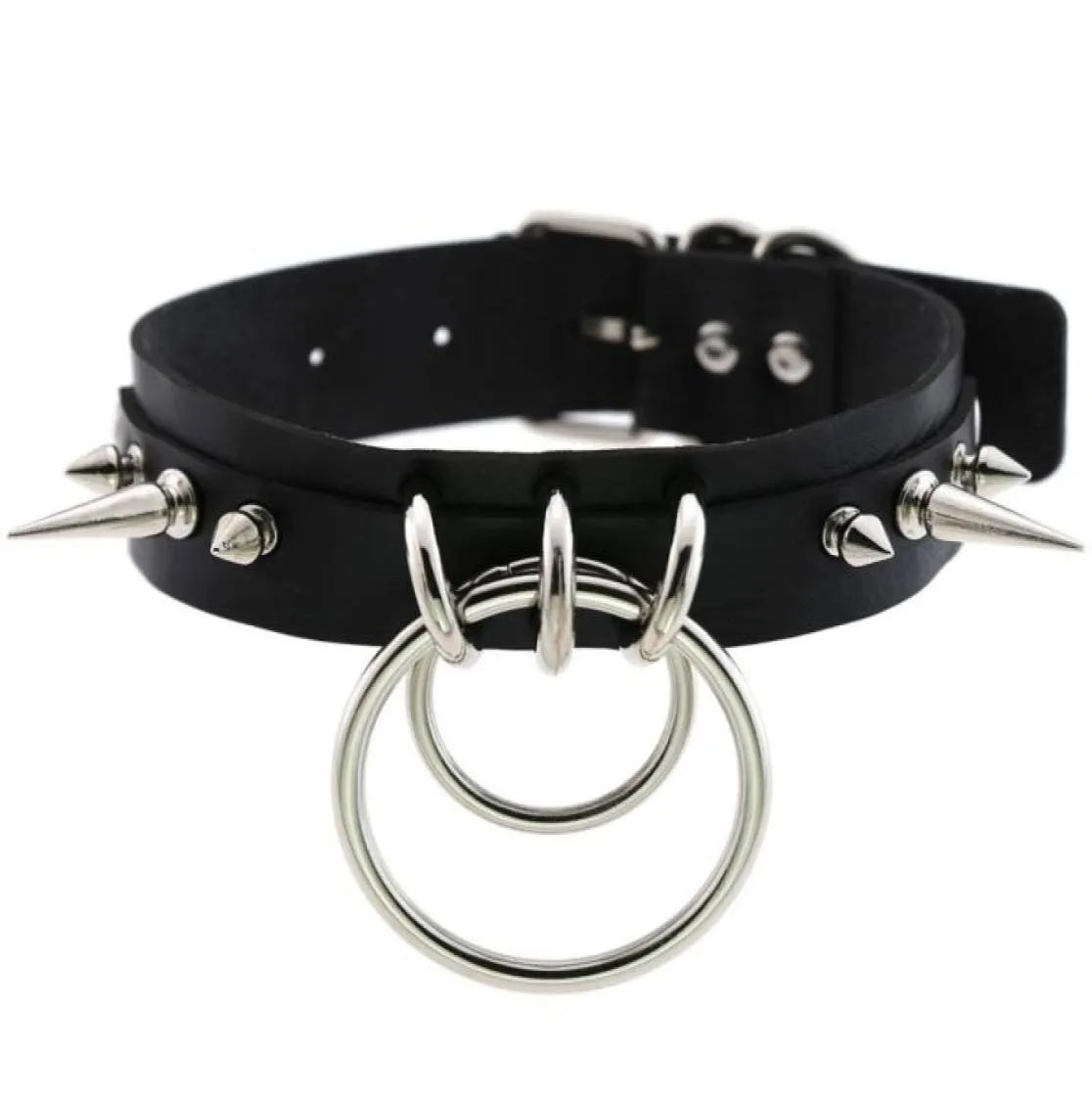 Kmvexo Punk Spike Metal Collar Girls Leather Harness Choker Necklace for Women Party Club ChockersゴシックジュエリーHarajuku 20197614785