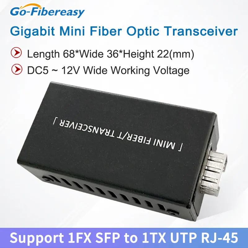 Mini Gigabit SFP Fibre Media Converter Tension de travail large DC5-12V Power SFP vers RJ45 Fiber Optic Transmetteur Installation Easy
