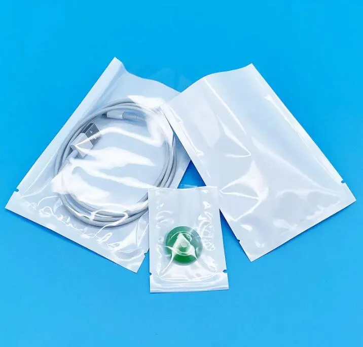 Sac de film de perle blanc 12 taille sac plastique plat sacs de rangement alimentaires petits emballages