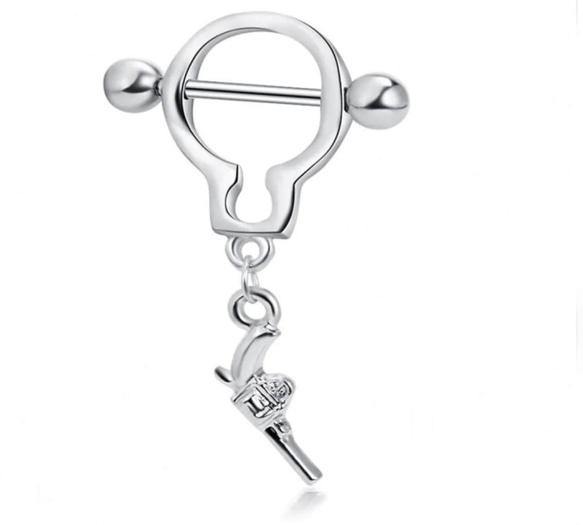 14G Gun Pendant Unisex Nipple Ring Piercing Jewellry 161666mm Noinfection Body Jewelry Skurrar6311415