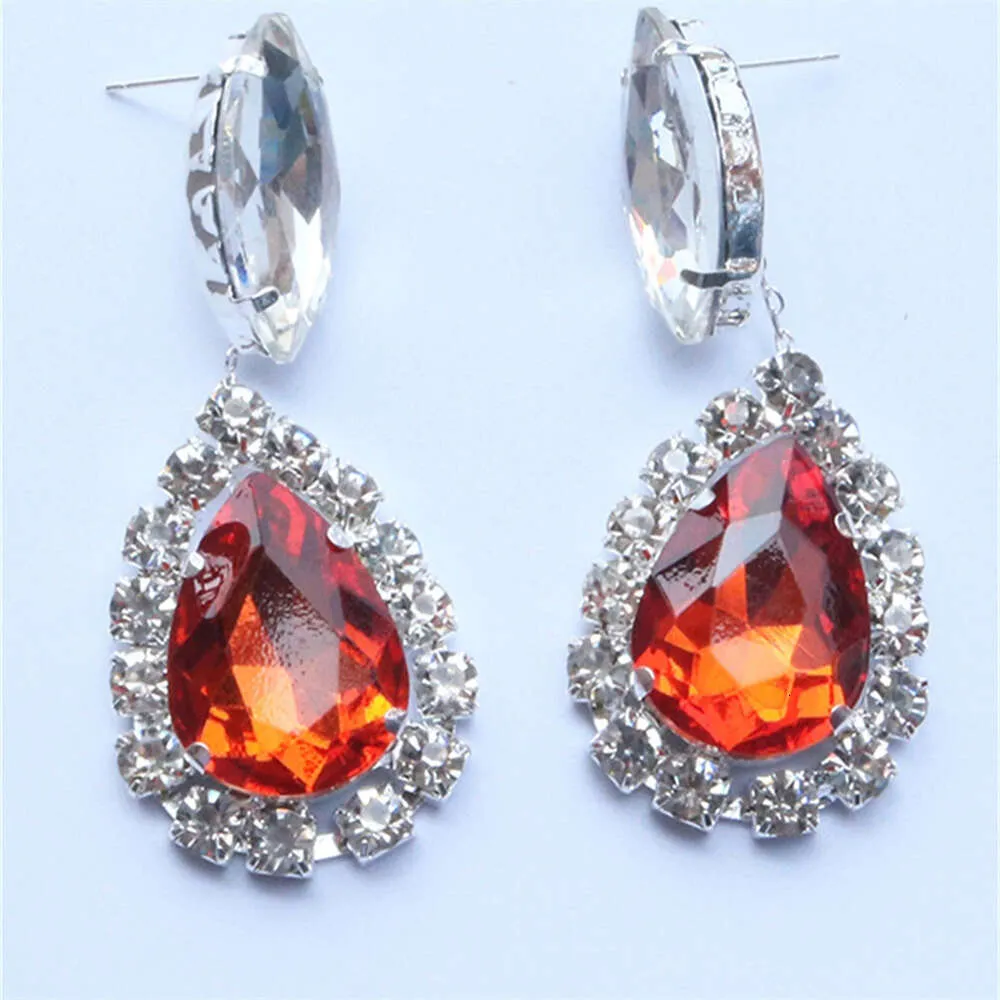 Kostymtillbehör Fashion Shiny Orange Rhinestone Utsökt Romantisk bankettparty Crystal örhängen smycken för att klädda tillbehör