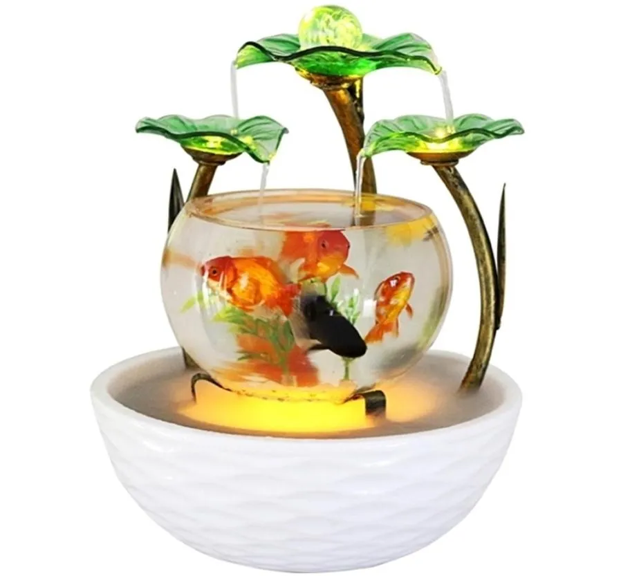 L'eau de table présente une boule à billes de lotus vert fontaine cascade cascade décoration intérieure aquarium humidificateur brouillard