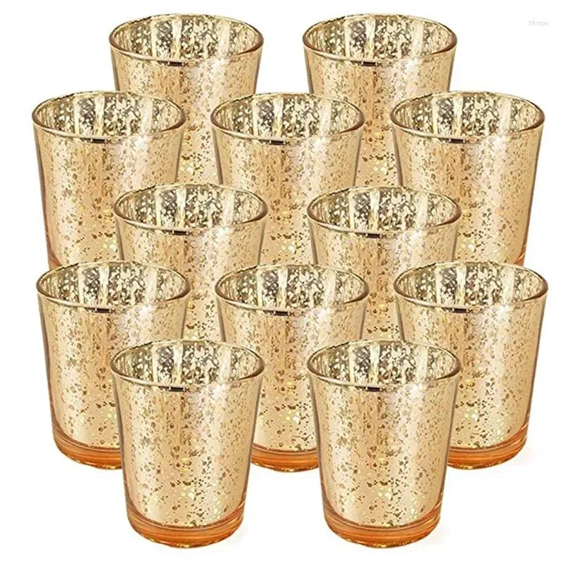 Bandlers 12pcs Mercury Glass Votive Solder Toalight for Weddings Parties Decor