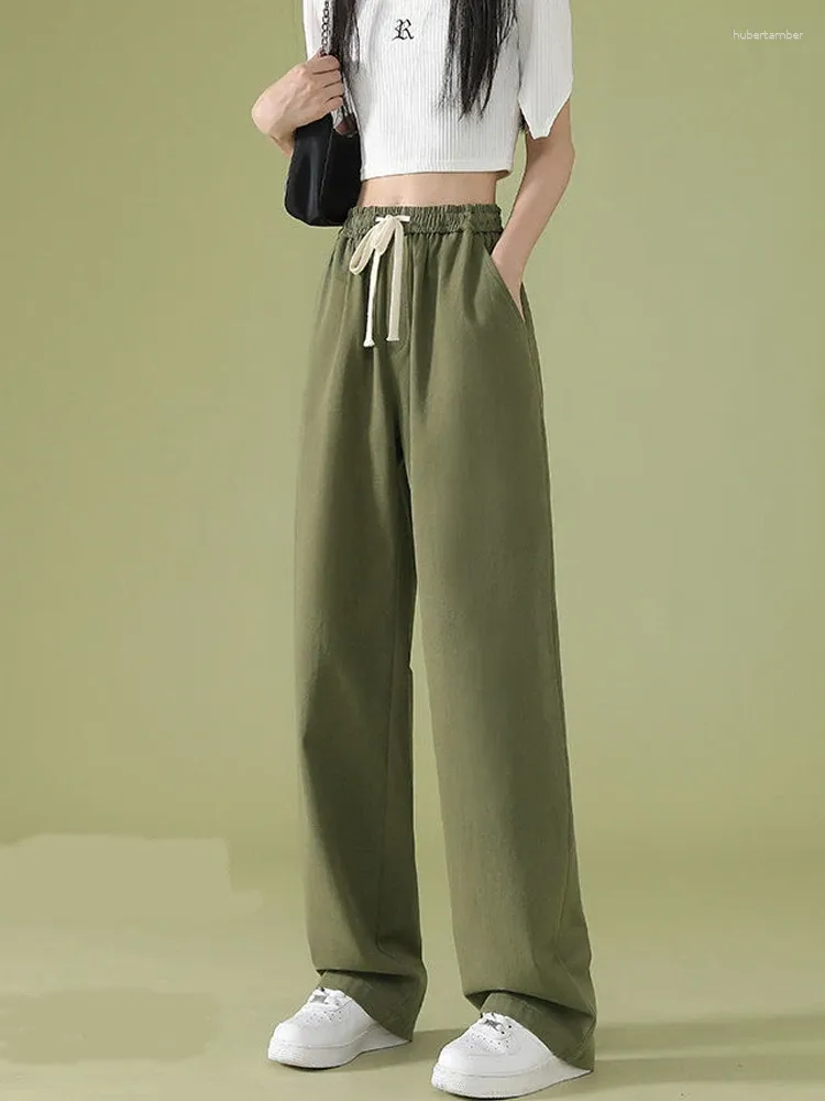 Women's Pants Zoki Women Cotton Cargo Spring Japan Vintage High Waist Pockets Casual Trousers Female Preppy Style Wide Leg