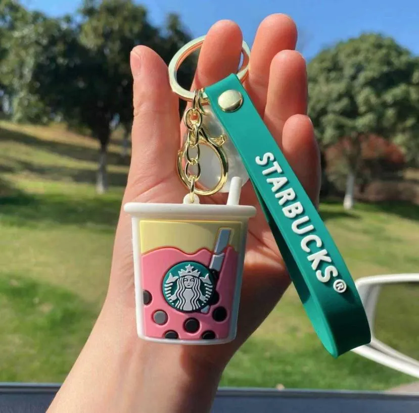 Luxury Designer Keychain Bag Charmel Chain Chain Creative Creative Threedimensional Lindo Milk Tea Key Chain Star Dad Coffee Cup Keyri2868325